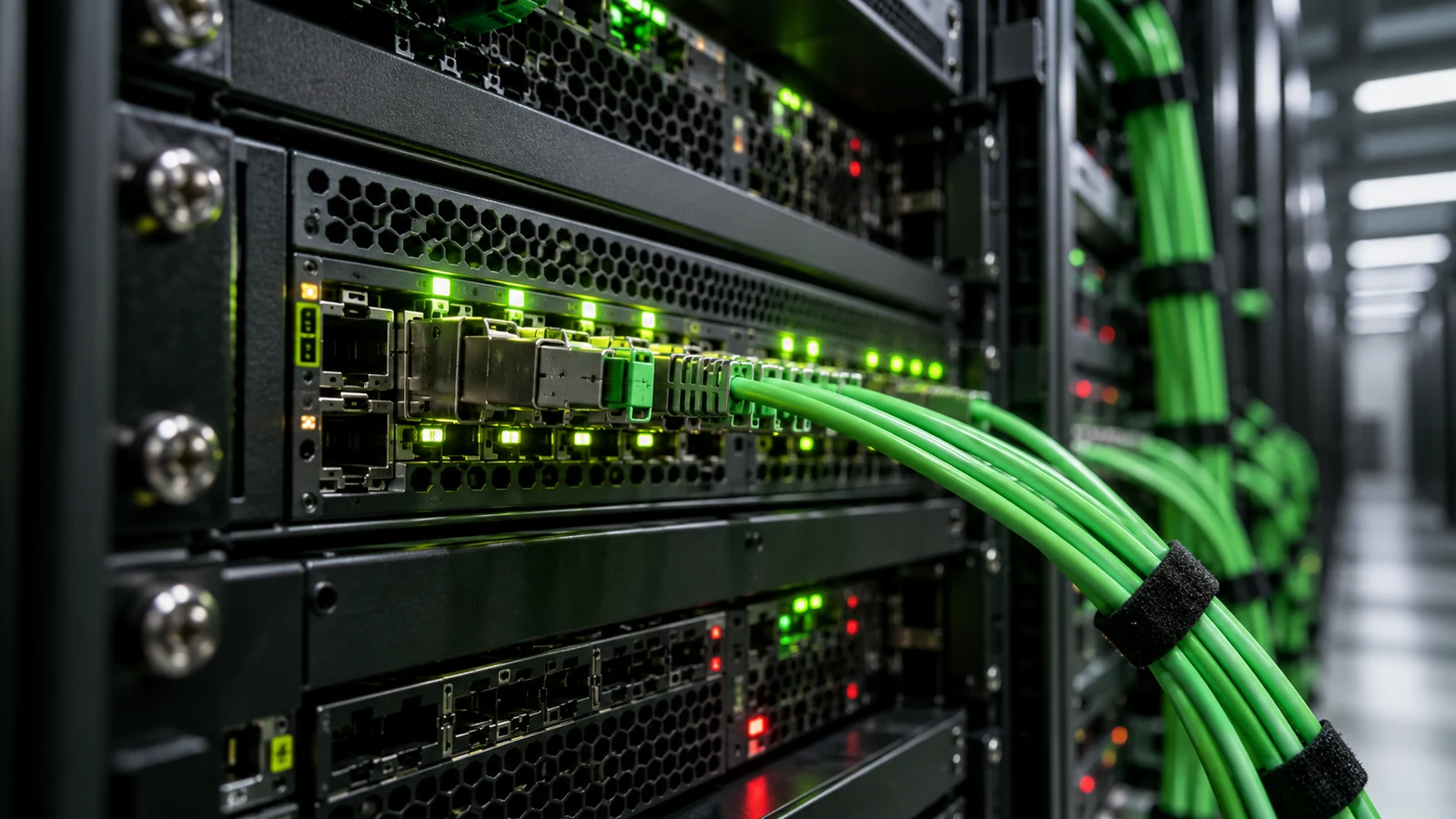 Illustrative data-center connection representing a new payment rail in core banking